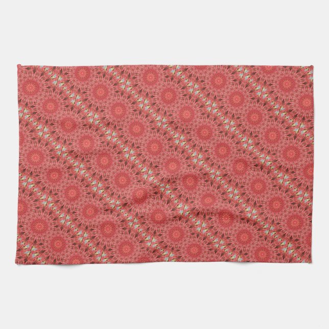 Linge De Cuisine Kaleidoscope Design Floral Rouge (Horizontal)
