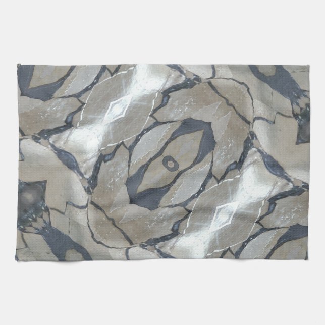 Linge De Cuisine Kaleidoscope Design Motif clair et gris foncé (Horizontal)