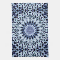 Kaleidoscope Mandala Motif Bleu et Blanc