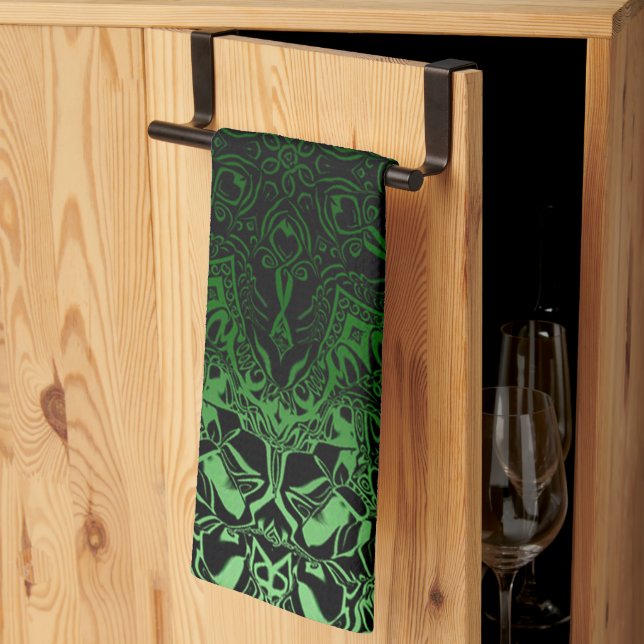 Linge De Cuisine Kaleidoscope vert (Pliage en tiers)