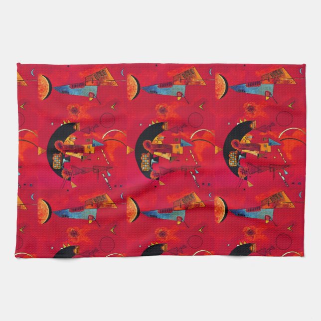 Linge De Cuisine Kandinsky Rouge Noir Art Abstrait (Horizontal)