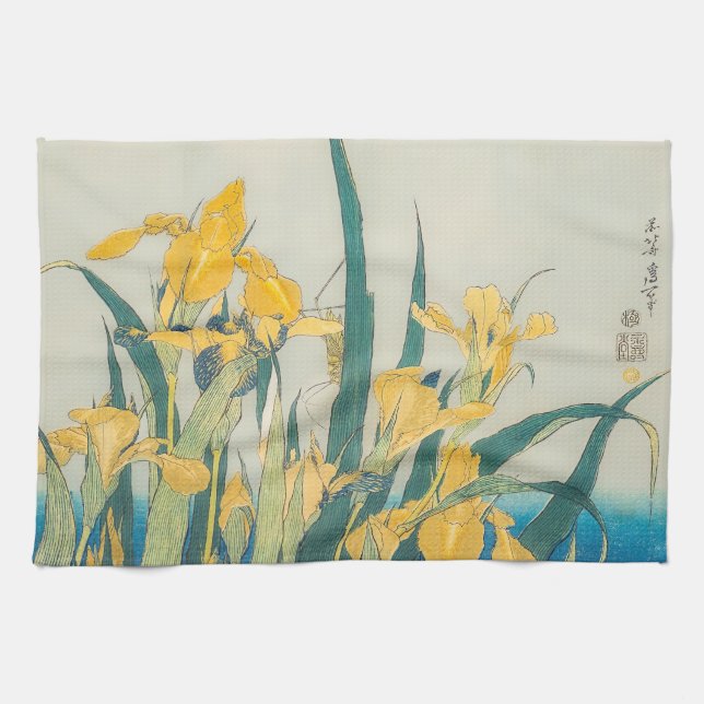 Linge De Cuisine Katsushika Hokusai - Grasshopper et Iris (Horizontal)