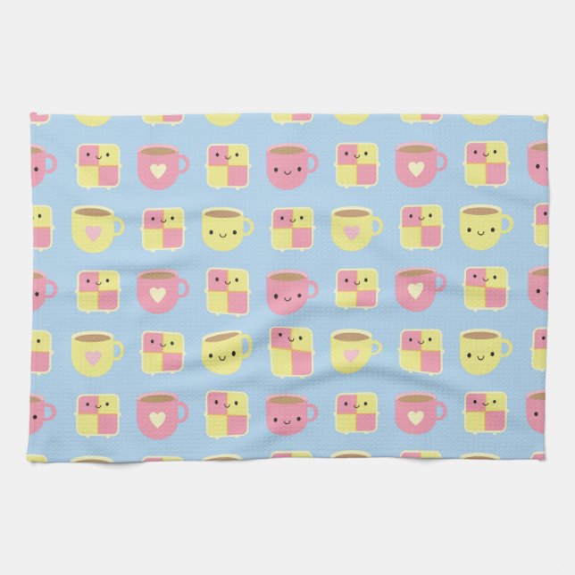 Linge De Cuisine Kawaii Battenberg Cake & Cup of Tea (Horizontal)
