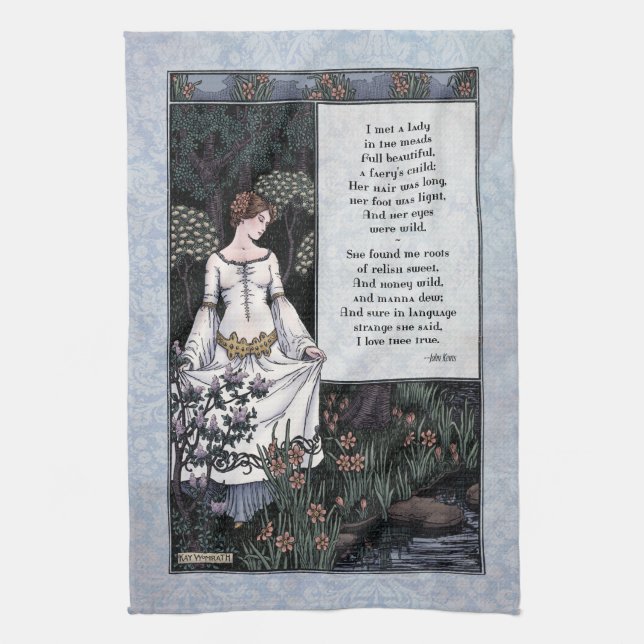 Linge De Cuisine Keats "La Belle Dame" Victorian Poem Art Tea Servi (Vertical)