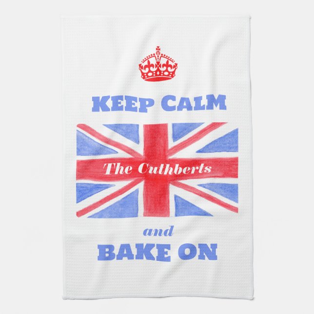 Linge De Cuisine Keep Calm Bake On Union Jack Drapeau Britannique  (Vertical)