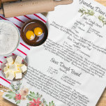 Linge De Cuisine Keepsaké Heirloom Long Recette cadeau de Noël<br><div class="desc">Aquarelle poinsettias florales et verdure au fond avec une recette d'héritage familial entièrement personnalisable. Cela ferait un grand cadeau de Noël pour honorer les recettes traditionnelles de la saison.</div>