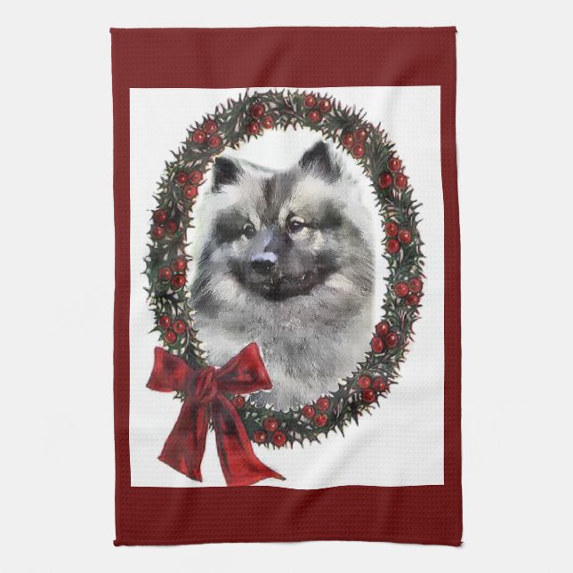 Linge De Cuisine Keeshond cadeaux de Noël (Vertical)
