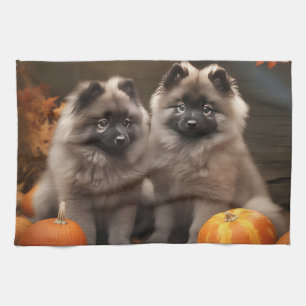 Linge De Cuisine Keeshond Chiot Automne Citrouille délice