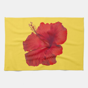 Linge De Cuisine Ketmie rouge sur le modèle de jaune de zeste de
