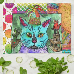 Linge De Cuisine KHS Mignon et Coloré Chat et Souris 1/2 Pli