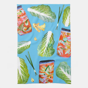 Linge De Cuisine Kimchi Ingrédients Aquarelle Fun Fermentation