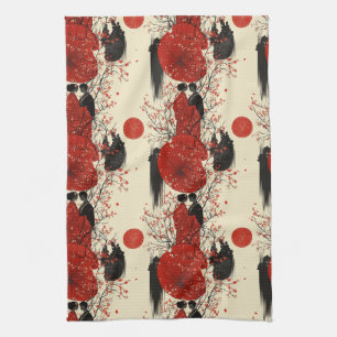 Linge De Cuisine Kimono Couple Sakura Romantique Motif (4)
