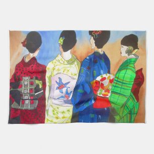 Linge De Cuisine Kimono de printemps japonais Geisha art