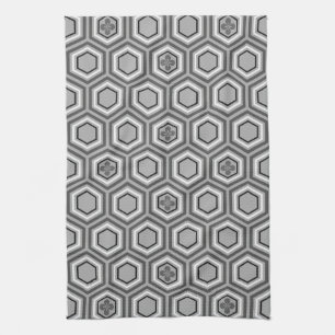 Linge De Cuisine Kimono hexagonal Imprimer, gris / gris et blanc