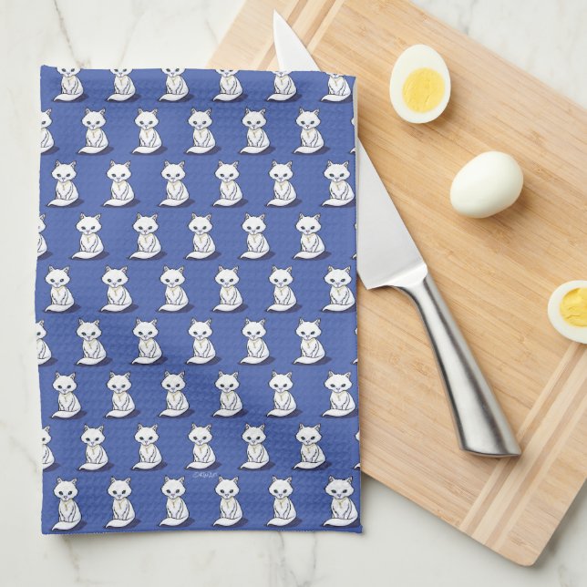 Linge De Cuisine KiniArt White Cat Trinket (Quart Plié)