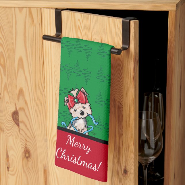 Linge De Cuisine KiniArt Yorkie Terrier Noël (Pliage en tiers)