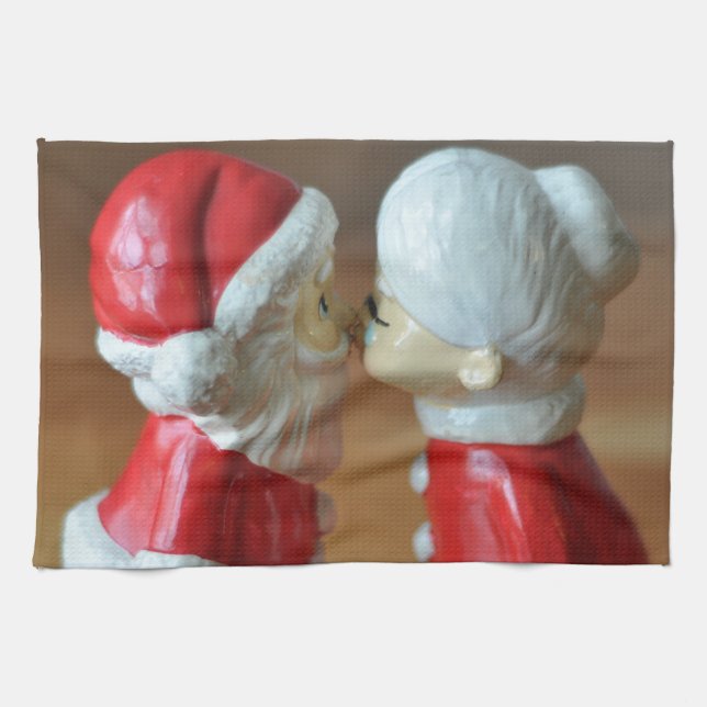 Linge De Cuisine Kissing Santas (Horizontal)