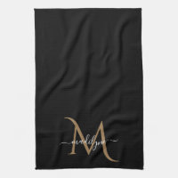 Kit de nom de script de monogramme noir et or élég