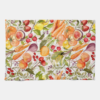 Linge De Cuisine Kitchen Garden Harvest Watercolor Fruit & Veggie
