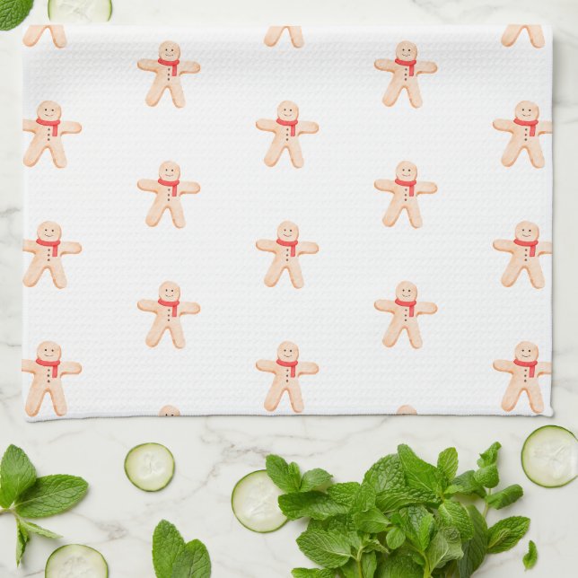 Linge De Cuisine Kitchen Towel - Christmas Gingerbread Man Pattern (Plié)