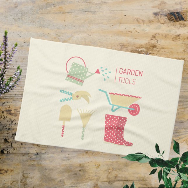 Linge De Cuisine Kitchen towel with gardening tools print (Créateur téléchargé)