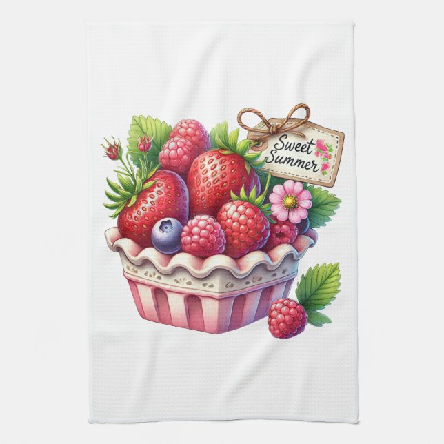 Linge De Cuisine Kitchen Towels-Berry Basket Kitchen Towel  (Vertical)