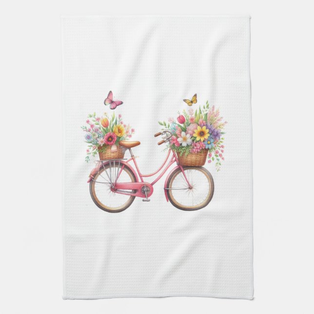Linge De Cuisine Kitchen Towels-Hello Spring Floral Kitchen Towels (Vertical)