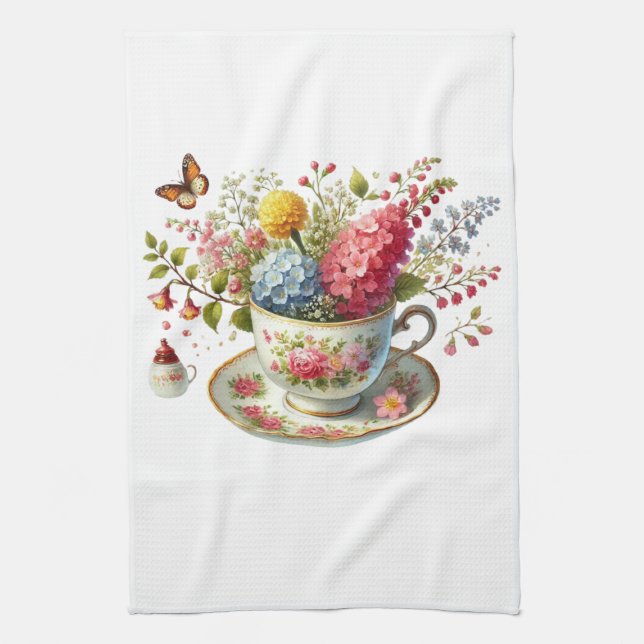 Linge De Cuisine Kitchen Towels-Hello Spring Floral Kitchen Towels (Vertical)
