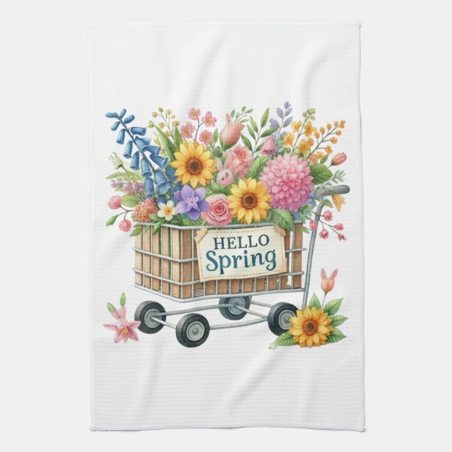 Linge De Cuisine Kitchen Towels-Hello Spring Floral Kitchen Towels (Vertical)