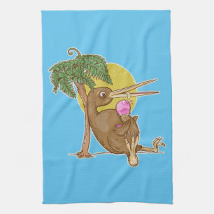 Linge De Cuisine Kiwi mangeant une crème glacée