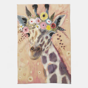 Linge De Cuisine Klimt Giraffe   Orné De Fleurs