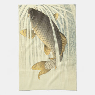 Linge De Cuisine Koi Poisson Japonais Vintage