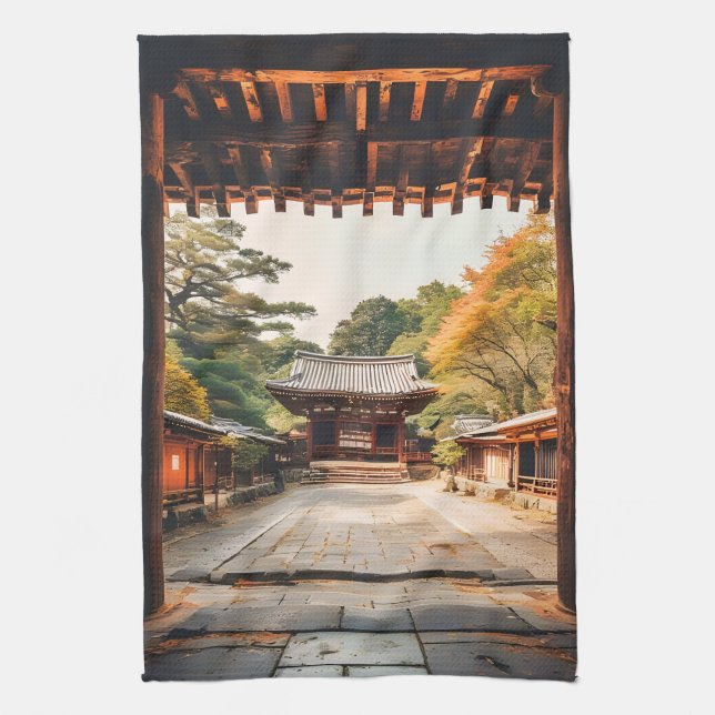 Linge De Cuisine Komorebi - Le Temple Ensoleillé (Vertical)