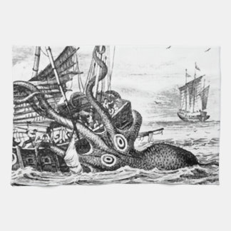 Linge De Cuisine Kraken/poulpe Eatting un bateau de pirate,