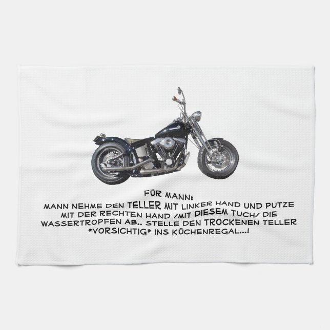 Linge De Cuisine küchenhandtuch avec la motocyclette et le texte (Horizontal)
