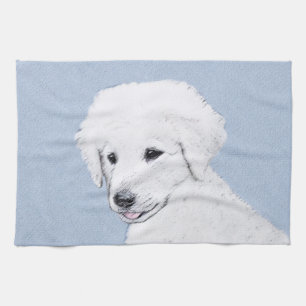 Linge De Cuisine Kuvasz Peinture - Cute Original Chien Art