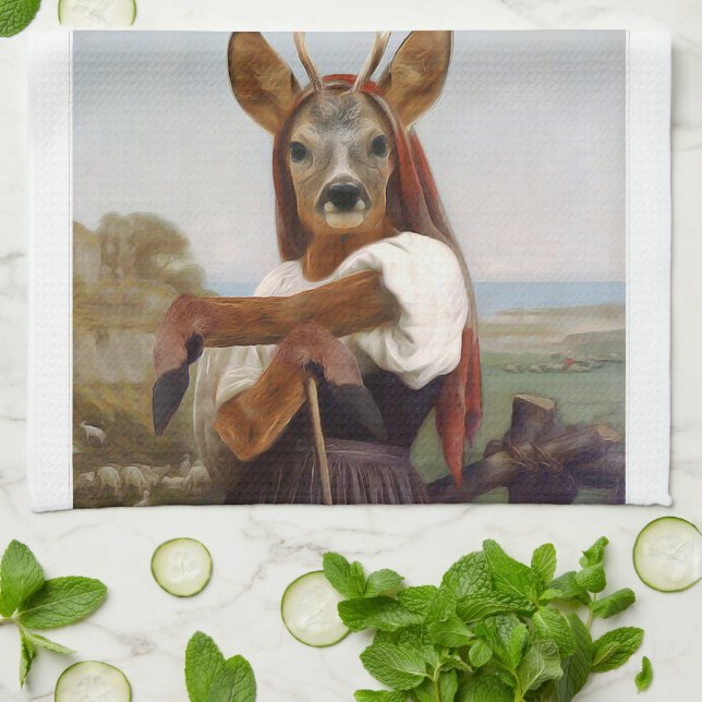 Linge De Cuisine La bergère des cerfs les plus sèches de Bouguereau (Plié)