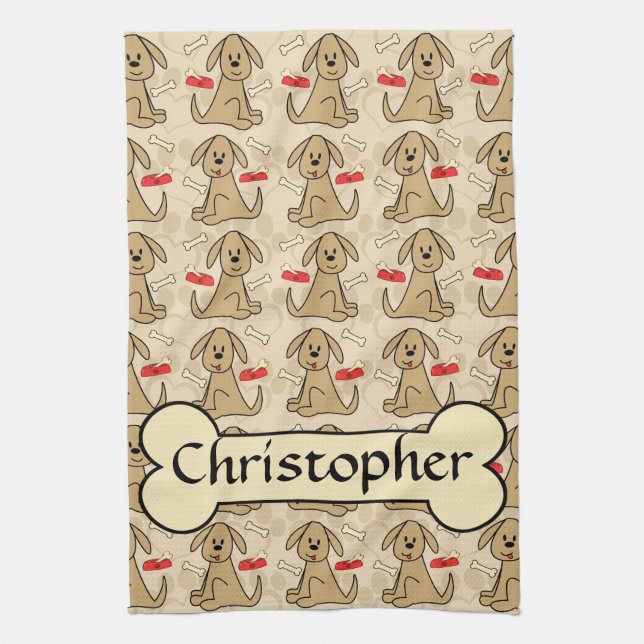 Linge De Cuisine La conception graphique de chiot Brown (Vertical)