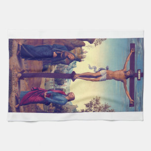 Linge De Cuisine La Crucifixion avec la Vierge de Pietro Perugino