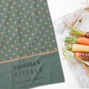 Linge De Cuisine La cuisine de grand-mère bleu avec des pois jaunes