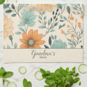 Linge De Cuisine La cuisine de grand-mère rétro Floral