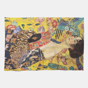 Linge De Cuisine La Dame de Gustav Klimt avec un fan