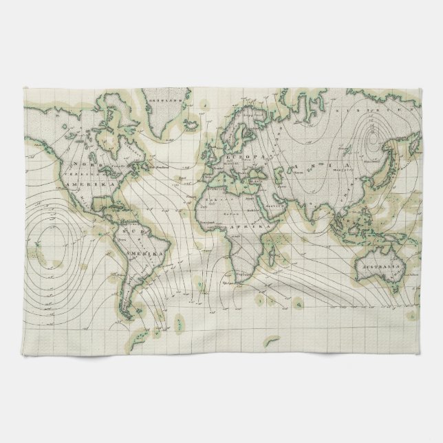 Linge De Cuisine La déclinaison magnétique du monde (Horizontal)
