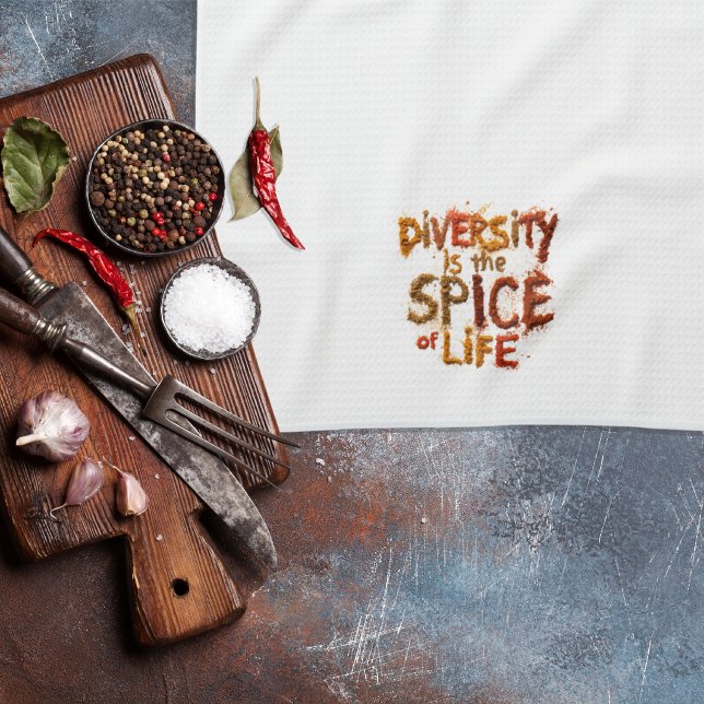 Linge De Cuisine La diversité est le sel de la vie - Espace sûr (Diversity is the Spice of Life tea towel for welcoming kitchens where difference is celebrated.)