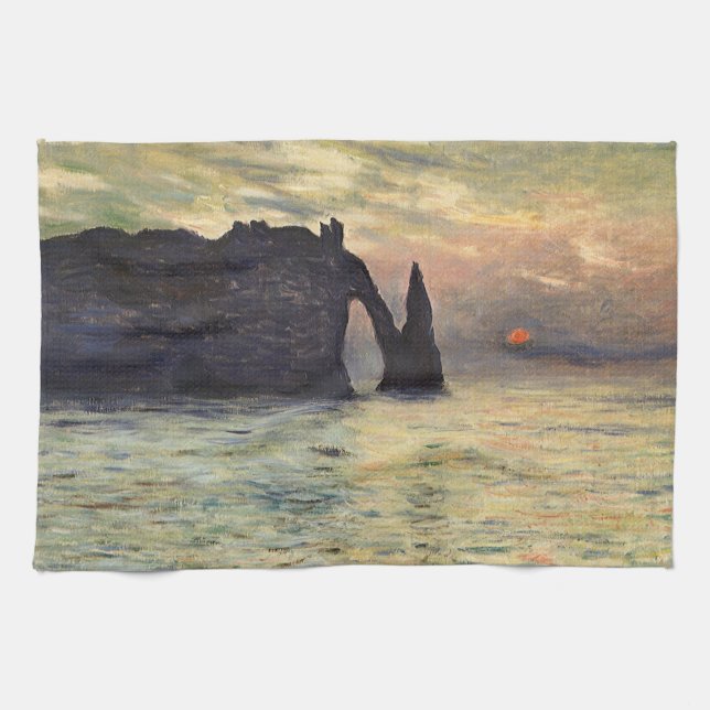 Linge De Cuisine La Falaise d'Étretat, soleil couchant de Claude Mo (Horizontal)