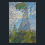 Linge De Cuisine La femme de Monet avec parasol<br><div class="desc">Une femme au parasol a été peinte par le peintre impressionniste Claude Monet en 1875. Le tableau est de Madame Monet et de son fils. Ce chef-d'oeuvre classique est rempli de lumière et de douceur dans les tons pastel et lumineux de bleu et vert.</div>
