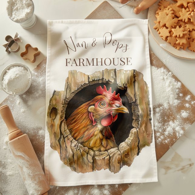 Linge De Cuisine La ferme mignonne de Nan & Pop's avec son poulet d (Créateur téléchargé)