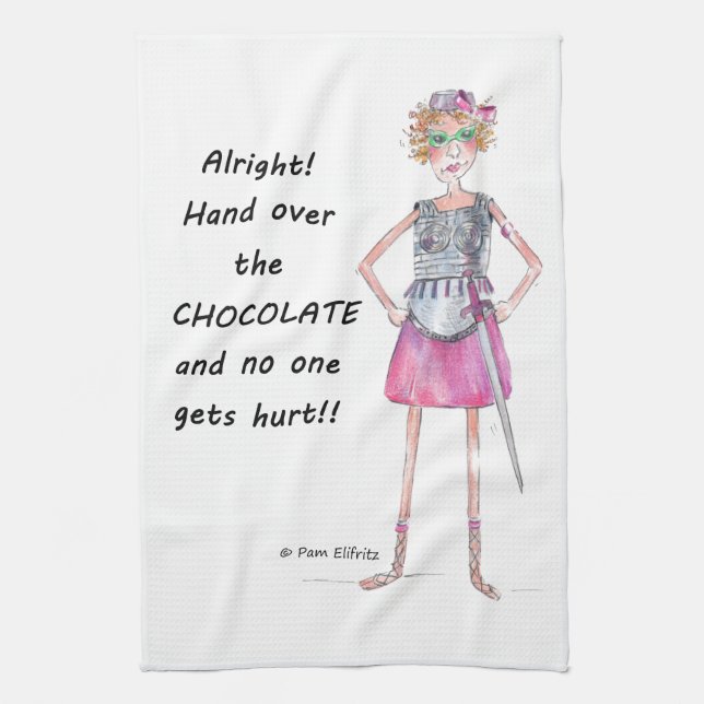 Linge De Cuisine La Figure Armorée Rouge Demande Du Chocolat (Vertical)