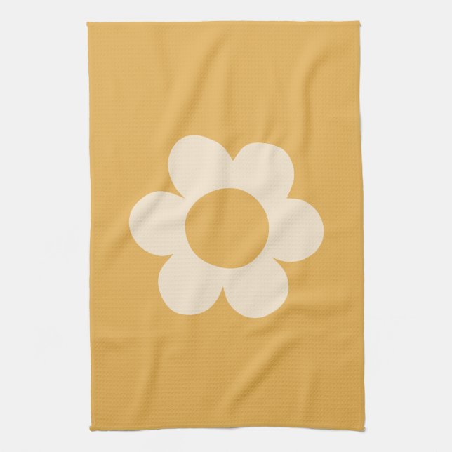Linge De Cuisine La Fleur 07 Fleur Jaune Retro Florale (Vertical)