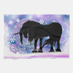 Linge De Cuisine La licorne noire mystique (Qu'Elle Neige)